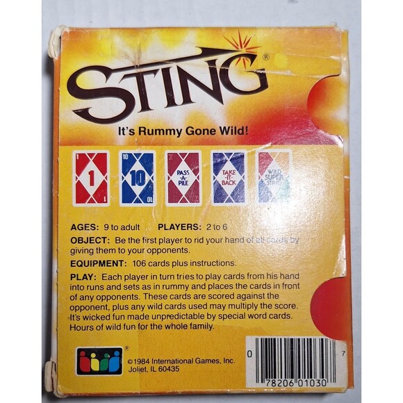 Vintage Sting Card Game by International Games Inc (1984) – Complete Set w/ Inst - Picture 2 of 3